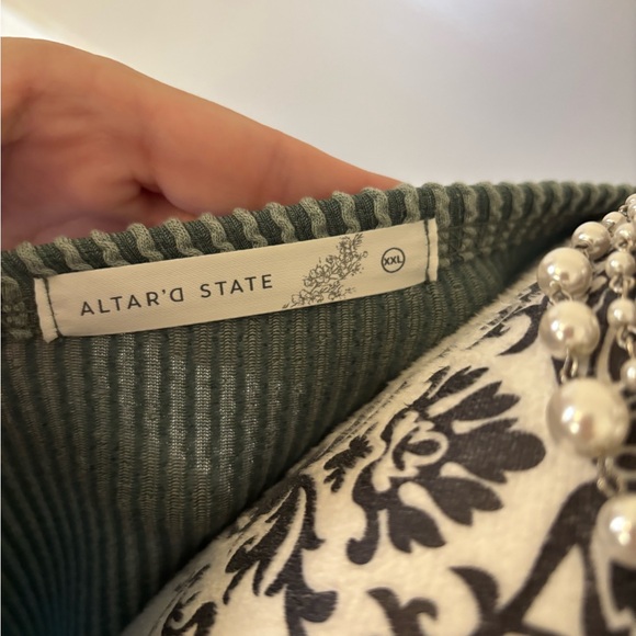 *NWT* Altar'd State Women Medium Green Stretch Waffle Knit Minimalist Boho, XXL - Picture 7 of 9